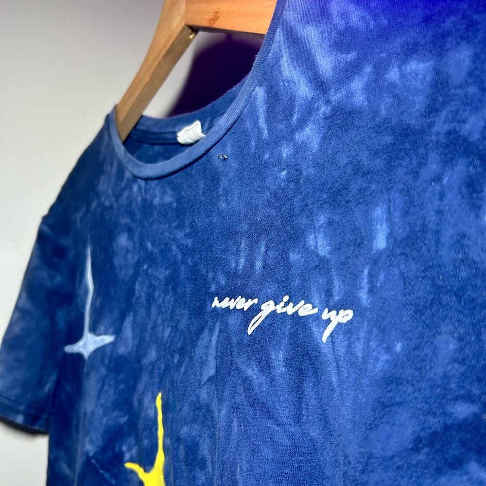 Royal Blue Short Sleeve Tee with Plush Texture and Classic Crew Neck